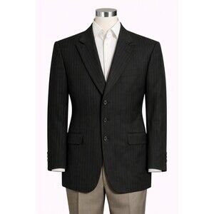 Mens Medium 40S Hart Schaffner Marx Black Pinstripe Blazer Sport Coat